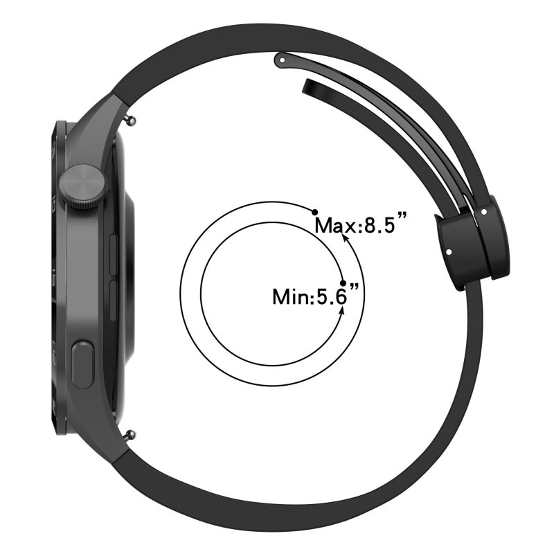 For Huawei Gt2 46Mm 22Mm Foldable Magnetic Buckle Silicone Watch Band(Black) - Image 5